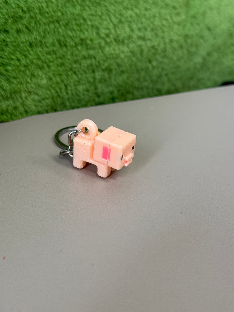 3D Printed Minecraft pig Keychain