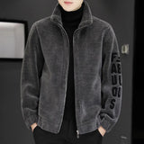 Men's Coats: Warm Sheepskin Embroidered Sweater One-Piece Men's Outfit with Insulation and Thickening for Autumn and Winter Trend