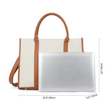 Laptop Tote Bag for Women 15.6 inch Lightweight Canvas Laptop Bag, Large Capacity Computer Bags Women Business Office Work Bag Briefcase(White & Brown)…