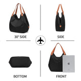 Women's Multi-pocket Shoulder Bag, Fashion Tote Purse Nylon Shoulder Tote Bag Lightweight Weekend Handbag for Women, Black