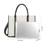 Laptop Bag for Women 15.6 inch Lightweight Canvas Laptop Tote Bag, Large Capacity Computer Bags Women Business Office Work Bag Briefcase(White & Black)…