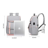 seyfocnia Backpack with Laptop Compartment, Work Backpack for Women 17 inch Laptop Backpack for Women Computer Backpacks With USB Charging Port College Nursing Bag Anti Theft Backpack,Grey Pink