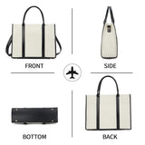 Laptop Bag for Women 15.6 inch Lightweight Canvas Laptop Tote Bag, Large Capacity Computer Bags Women Business Office Work Bag Briefcase(White & Black)…