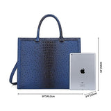 Chic Laptop Tote Bag for Women, Pu leather Work Tote Bags Large Computer Bag Laptop Purse Shoulder Handbags Briefcase Top Handle Satchel -Blue