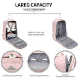 seyfocnia Travel Laptop Backpack for Women, Airline Approved Carry-on Backpack, 17.3 Inch Computer Work Bag with USB Port, Stylish Waterproof Backpacks Laptop Bags Casual Daypacks (Pink)