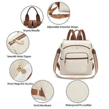 seyfocnia Backpack Purse for Women, Fashion Backpack Convertible Design Satchel Handbags Shoulder Bag with Laptop Compartment Travel Carry on Backpack, White Brown