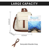 seyfocnia Backpack Purse for Women, Fashion Waterproof PU Leather Satchel Bag Shoulder Handbags, Ladies Convertible Casual Travel Bag, White Brown