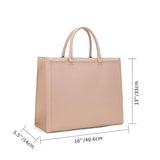 Large Laptop Bag for Women,15.6 inch Laptop Tote Bag Computer Briefcase for Work Business Office Bag, PU Leather Handbag Shoulder Bag for Women- Pink