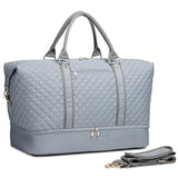 Travel Bag with Shoe Pouch,Weekender Bag Overnight Duffle Bag Carry On Bag Travel Tote Duffel Bags for Traveling Sport Duffel Bag Gym Bag for Women,Grey