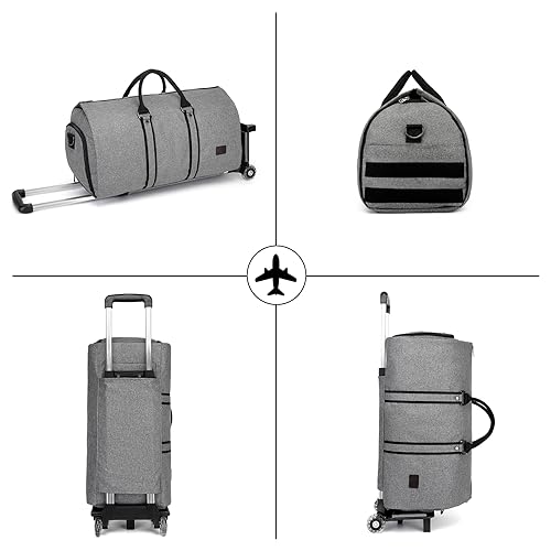 Rolling Garment Bags for Travel,Convertible Duffle Garment Bag Roller Bags for Travel Carry on Garment Bag with Wheels Luggage Rolling Weekender Roller Duffle Bags for Travel