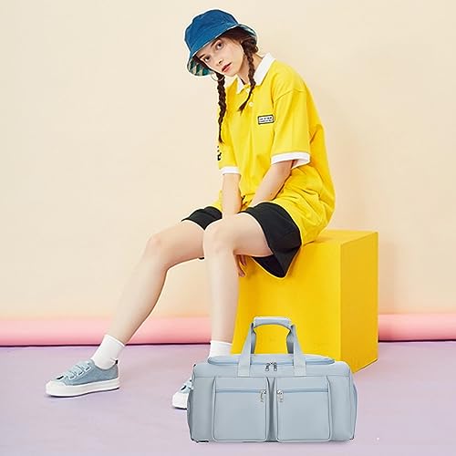 Gym Bag, Weekender Bag for Men Women Travel Duffel Bag with Wet Pocket Large Overnight Bag with Shoe Compartment Carry On Travel Bag Gym Duffle Bag Sports Bag-Blue