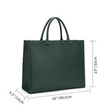 15.6 inch Laptop Tote Bag for Women, PU Leather Laptop Work Bag Large Capacity Computer Briefcase for Business Office Bag Handbag Shoulder Bag for Women- Black Green