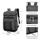Insulated Cooler Backpack, Waterproof Backpack Cooler Leakproof Insulated Backpack Soft Cooler Bag Lightweight Portable Cooler for Lunch Camping Travel Beach Fishing Hiking Picnic Beer for Men, Grey