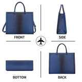 Chic Laptop Tote Bag for Women, Pu leather Work Tote Bags Large Computer Bag Laptop Purse Shoulder Handbags Briefcase Top Handle Satchel -Blue