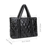 Puffer Tote Bag Lightweight Quilted Puffy Tote Bag Soft Down Cotton Padded Shoulder Bag Quilted Bag for Womens Handbag Black