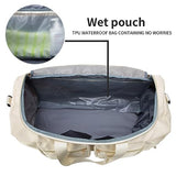Gym Duffle Bag, Travel Duffel Bag with Shoe Pouch Weekender Bag with Wet Pocket Carry On Duffle Bag Overnight Bags Large Gym Bag for Women-Beige