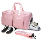 Travel Duffel Bags, Pink Gym Bag with Wet Pocket Weekender Overnight Bag with Shoe Pouch Large Travel Tote Duffel Bag Carry On Bag Gym Duffle Bag for Women-Pink