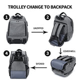 Rolling Backpack,Travel Laptop Backpacks with Wheels Men 17 inch Water Resistant Rolling Laptop Lag Women Carry on Bag Airline Approved Trolley Roller Backpack Suitcase for Travel Women,Grey