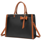 Laptop Tote Bag for Women, Pu leather Work Tote Bags Large Computer Bag Laptop Purse Shoulder Handbags Briefcase Top Handle Satchel -Black Brown