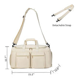 Gym Duffle Bag, Travel Duffel Bag with Shoe Pouch Weekender Bag with Wet Pocket Carry On Duffle Bag Overnight Bags Large Gym Bag for Women-Beige