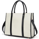 Laptop Bag for Women 15.6 inch Lightweight Canvas Laptop Tote Bag, Large Capacity Computer Bags Women Business Office Work Bag Briefcase(White & Black)…