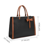 Laptop Tote Bag for Women, Pu leather Work Tote Bags Large Computer Bag Laptop Purse Shoulder Handbags Briefcase Top Handle Satchel -Black Brown