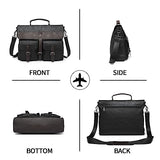 Leather Messenger Bag for Men,15.6 Inch Vintage Mens Laptop Bag Water Resistant Business Travel Briefcase Satchel Work Computer Bag Black