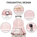 seyfocnia Travel Laptop Backpack for Women, Airline Approved Carry-on Backpack, 17.3 Inch Computer Work Bag with USB Port, Stylish Waterproof Backpacks Laptop Bags Casual Daypacks (Pink)