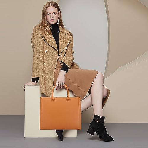Women Laptop Bag,PU Leather Work Tote 15.6 Inch Laptop Computer Bag Business Shoulder Messenger Bag Business Office Bag Handbag -Brown