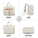 seyfocnia Messenger Bag for Women,Laptop Backpack Fits 15.6 Inch Laptop Bag Handbag Business Briefcases for Women Convertible Briefcase Backpack Shoulder Bag for Work-Beige