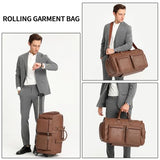 Rolling Garment Bags for Travel,Convertible Duffle Garment Bag Roller Bags for Travel Carry on Garment Bag with Wheels Luggage Rolling Weekender Roller Duffle Bags for Travel-Brown