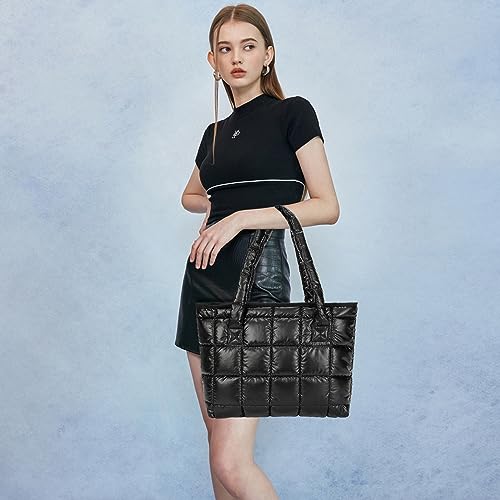 Puffer Tote Bag Lightweight Quilted Puffy Tote Bag Soft Down Cotton Padded Shoulder Bag Quilted Bag for Womens Handbag