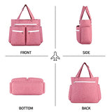 seyfocnia Teacher Tote bag for Women, Canvas Tote Bag with Pockets Work Tote Bag 15.6 Inch Laptop Briefcases Shoulder Bag for Office Weekend Travel, Pink