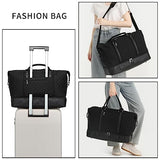 Travel Duffle Bag with Shoe Compartment, Weekender Bag Carry on Overnight Bag for Women Gym Bag Sport Bag Hospital Bags for Labor and Delivery - Black