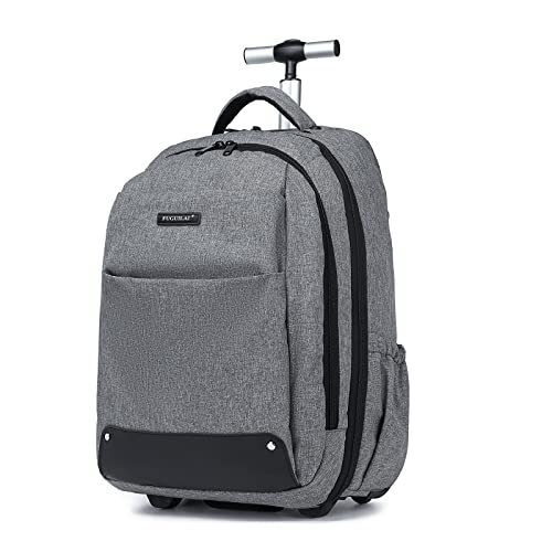 Rolling Backpack,Travel Laptop Backpacks with Wheels Men 17 inch Water Resistant Rolling Laptop Lag Women Carry on Bag Airline Approved Trolley Roller Backpack Suitcase for Travel Women,Grey