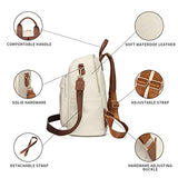 seyfocnia Backpack Purse for Women, Fashion Waterproof PU Leather Satchel Bag Shoulder Handbags, Ladies Convertible Casual Travel Bag, White Brown