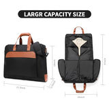 Garment Bag for Travel Suit Bag Carry on Garment Bag Up to 3 Suits for Business Trips,2 in 1 Hanging Suitcase Luggage Bags for Travel,Foldable Carry on Bag Fits 15.6Inch Laptop Black
