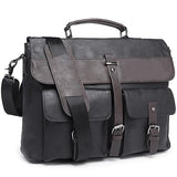 Leather Messenger Bag for Men,15.6 Inch Vintage Mens Laptop Bag Water Resistant Business Travel Briefcase Satchel Work Computer Bag Black