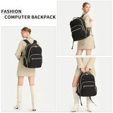 seyfocnia Travel Backpack for Women, 17.3 Inch Carry On Backpack with USB Port as Personal Item Flight Approved, Fashion Work Laptop Bag Waterproof Backpacks Casual Daypacks (Black)