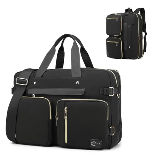 Laptop Bag for Women, 17.3 Inch Computer Backpack Briefcase Messenger Shoulder Work Tote Bag Gifts for Women Office Travel College,Black