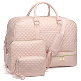 Travel Duffle Bag,Sports Bag 3Pcs Set Carry On Duffel Bag with Shoe Compartment Hospital Bag Workout Bag Personal Item Bag for Airlines Yoga Bag for Women,Pink