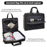 Garment Bag Travel Suit Bag for Women Carry on Garment Bag Up to 3 Suits for Business Trips,2 in 1 Hanging Suitcase Luggage Bags for Travel,Foldable Carry on Bag Fits 15.6Inch Laptop Black