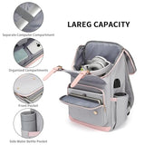 seyfocnia Backpack with Laptop Compartment, Work Backpack for Women 17 inch Laptop Backpack for Women Computer Backpacks With USB Charging Port College Nursing Bag Anti Theft Backpack,Grey Pink