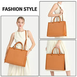 Women Laptop Bag,PU Leather Work Tote 15.6 Inch Laptop Computer Bag Business Shoulder Messenger Bag Business Office Bag Handbag -Brown