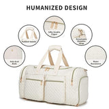 Duffel Bag with Shoe Pouch, Travel Bag Carry On Duffle Bag Weekender Bag for Women Overnight Bags Gym Bag for Women Beige