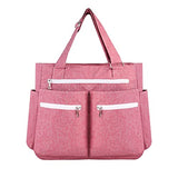 seyfocnia Teacher Tote bag for Women, Canvas Tote Bag with Pockets Work Tote Bag 15.6 Inch Laptop Briefcases Shoulder Bag for Office Weekend Travel, Pink