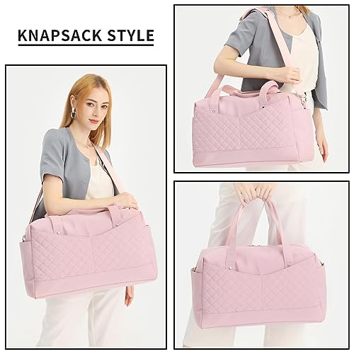 Gym Bag for Women,Travel Duffel Bag with Wet Pocket Overnight Weekender Bag Sport Yoga Bag for Women Hospital Bags for Labor and Deliver (Pink)