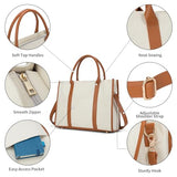 Laptop Tote Bag for Women 15.6 inch Lightweight Canvas Laptop Bag, Large Capacity Computer Bags Women Business Office Work Bag Briefcase(White & Brown)…
