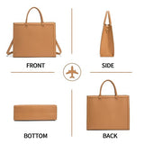 Laptop Bag for Women,PU Leather 15.6 inch Laptop Tote Bag Large Capacity Computer Briefcase for Work Business Office Bag Handbag Shoulder Bag for Women-Light Brown