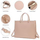 Large Laptop Bag for Women,15.6 inch Laptop Tote Bag Computer Briefcase for Work Business Office Bag, PU Leather Handbag Shoulder Bag for Women- Pink